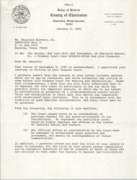 Letter from Gus Pearlman to Reginald C. Barrett Jr., October 8, 1985