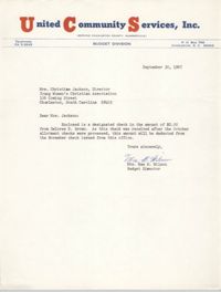 Letter from Mae B. Wilson to Christine Jackson, September 30, 1967