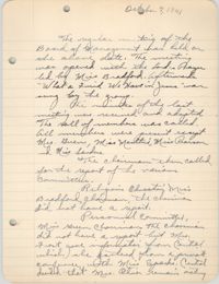 Minutes to the Board of Management, Coming Street Y.W.C.A., October 7, 1941