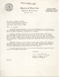 Letter from Donald H. Lindsey, Jr. to William Saunders, March 12, 1979