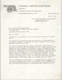 Letter from Arthur R. DePalma to J. Arthur Brown, June 3, 1976