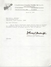 Letter from Johnny L. Brockington to Mary L. Williams, March 13, 1975
