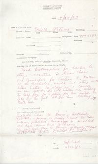 Community Relations Assistance Request, November 22, 1983