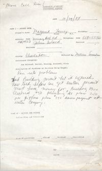 Community Relations Assistance Request, October 29, 1984