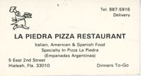 Tarjeta del restaurante La Piedra Pizza  /  La Piedra Pizza Restaurant Business Card