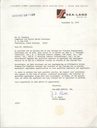 Letter from J. G. Platt to William Saunders, September 14, 1979