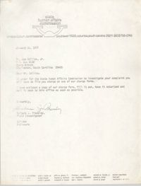 Letter from Barbara J. Pressley to Joe Collins, Jr., January 31, 1977