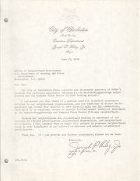 Letter from Joseph P. Riley, Jr. to Office of Neighborhood Development, June 21, 1978
