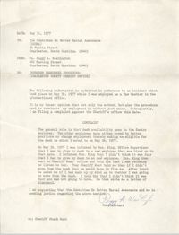 Letter from Peggy A. Washington to COBRA, May 31, 1977