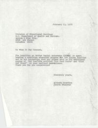Letter from Alfreda Gourdine to South Carolina Department of Health and Enviroment, February 15, 1978
