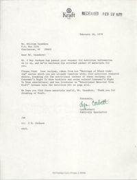 Letter from Lyn Corbett to William Saunders, February 16, 1978