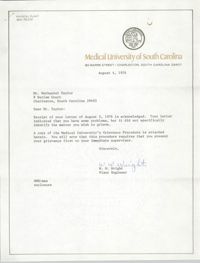 Letter from W. W. Wright to Nathaniel Taylor, August 4, 1976