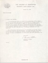 Letter of Recommendation for Arcrena English, January 13, 1976