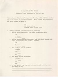 Evaluation of the Public Transportation Workshop on June 28, 1979