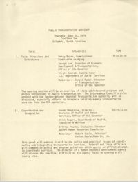 Public Transportation Workshop Agenda, June 28, 1979