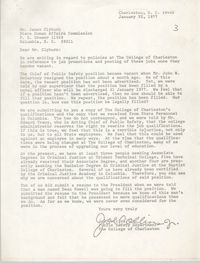 Letter from Joe Collins, Jr. to James Clyburn, January 22, 1977