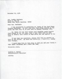 Letter from Aundrea I. Harney to Lottie Horlback, December 11, 1974