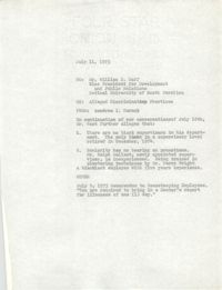 Medical University of South Carolina Memorandum, July 11, 1975