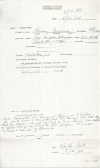 Community Relations Assistance Request, August 20, 1984