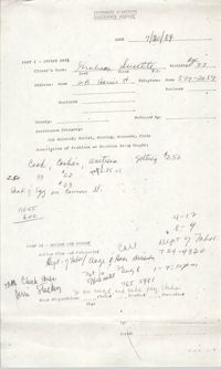 Community Relations Assistance Request, July 20, 1984