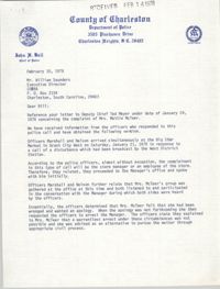 Letter from John H. Ball to William Saunders, February 10, 1978