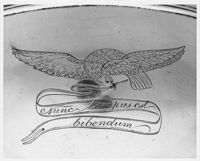 Punch Bowl with an Engraved Bird Holding a Banner