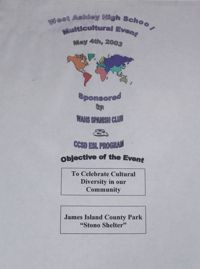 Volante de un evento multicultural organizado por West Ashley High School  /  Multicultural Event Flyer, West Ashley High School
