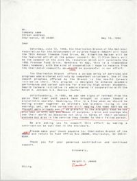 Draft, Contribution Letter, Dwight C. James, May 19, 1992