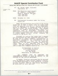 Memorandum, Education Legal Project, November 10, 1992
