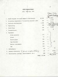 RICH Program Budget, June 1990-June 1991