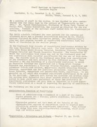Information on the Staff Meetings on Supervision, Southern Region of the Y.W.C.A., December 1950 to January 1951