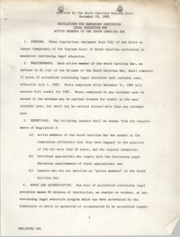 Regulations for Mandatory Continuing  Legal Education for Active Members of the South Carolina Bar, South Carolina Supreme Court, December 19, 1980