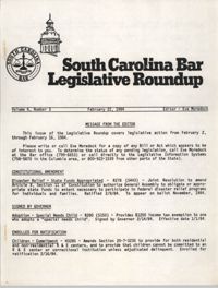 South Carolina Bar Legislative Roundup, Vol. 6 No. 3, February 22, 1984