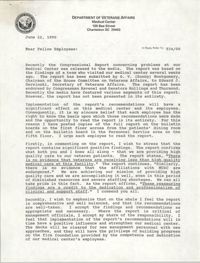 Memorandum, Department of Veterans Affairs, Medical Center, June 22, 1990