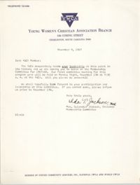 Letter from Mrs. Sylvester Jackson to Y.W.C.A. Members, November 8, 1967