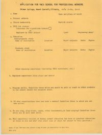 Application for Y.W.C.A. School for Professional Workers, July 1953