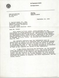 Letter from John R. Dunne to C. Havird Jones, Jr., September 18, 1992