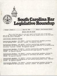 South Carolina Bar Legislative Roundup, Vol. 7 No. 3, June 26, 1985