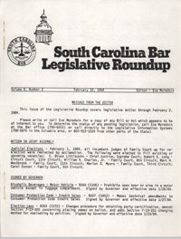 South Carolina Bar Legislative Roundup, Vol. 6 No. 2, February 10, 1984