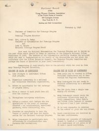 National Board of the Y.W.C.A. Memorandum, February 4, 1949