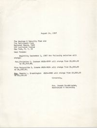 Letter from Mrs. Joseph Brockington to Nation Board of the Y.W.C.A., August 14, 1967