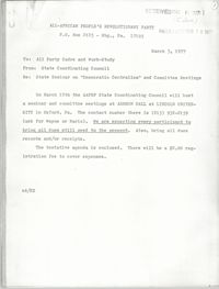 All African People's Revolutionary Party Memorandum, March 3, 1977