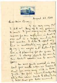 Letter from C.C. Tseng to Laura M. Bragg, August 22, 1928