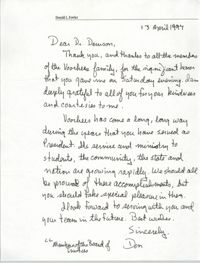 Correspondence Regarding Voorhees College, April 13, 1997