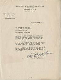 Democratic Committee: Letter from Donald M. Lathrom (Director of the Speakers Bureau of the Democratic National Committee) to Senator Burnet R. Maybank, September 18, 1944