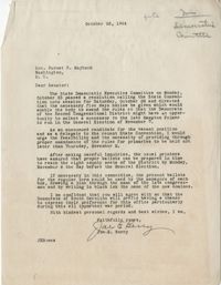 Democratic Committee: Letter from Joe E. Berry to Senator Burnet R. Maybank, October 26, 1944