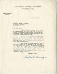 Democratic Committee: Letter from Robert E. Hannegan (Chairman of the Democratic National Committee) to Senator Burnet R. Maybank, December 7, 1944