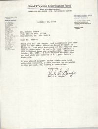 Letter from Paula E. Bonds to Dwight James, October 11, 1989