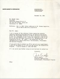 Letter from Charles Mathis to Dwight James, November 26, 1991
