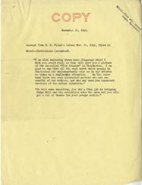 Charleston Vice: Excerpt from Admiral William Henry Allen's letter to Senator Burnet R. Maybank, November 21, 1941